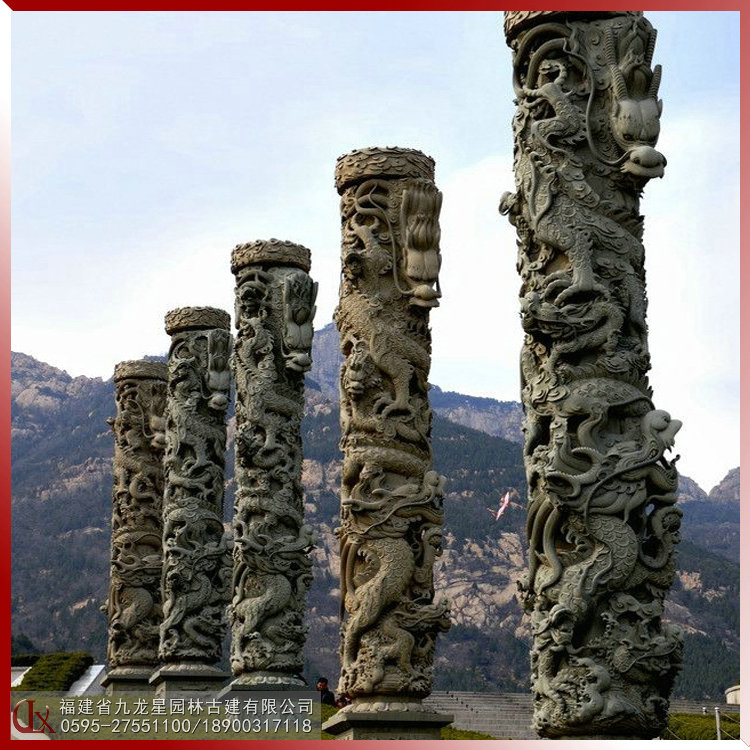 廣場石雕龍柱圖片